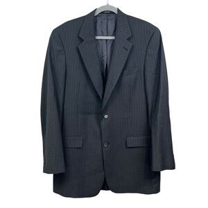 Hart Schaffner Marx Men‎ Wool Blazer Black Pinstripe 2 Button Vented Sz 40L